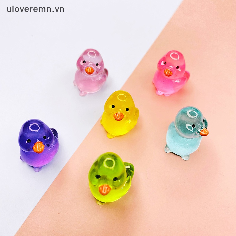 Bộ 2 Tượng Vịt Mini Bằng Nhựa Phát Quang Trang Trí Tiểu Cảnh