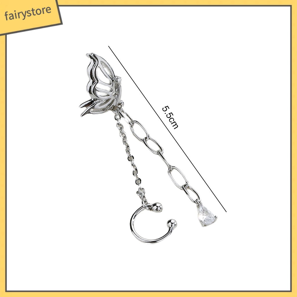 1 Khuyên Tai Dáng Dài Không Đối Xứng Đính Đá Phong Cách Hàn Quốc