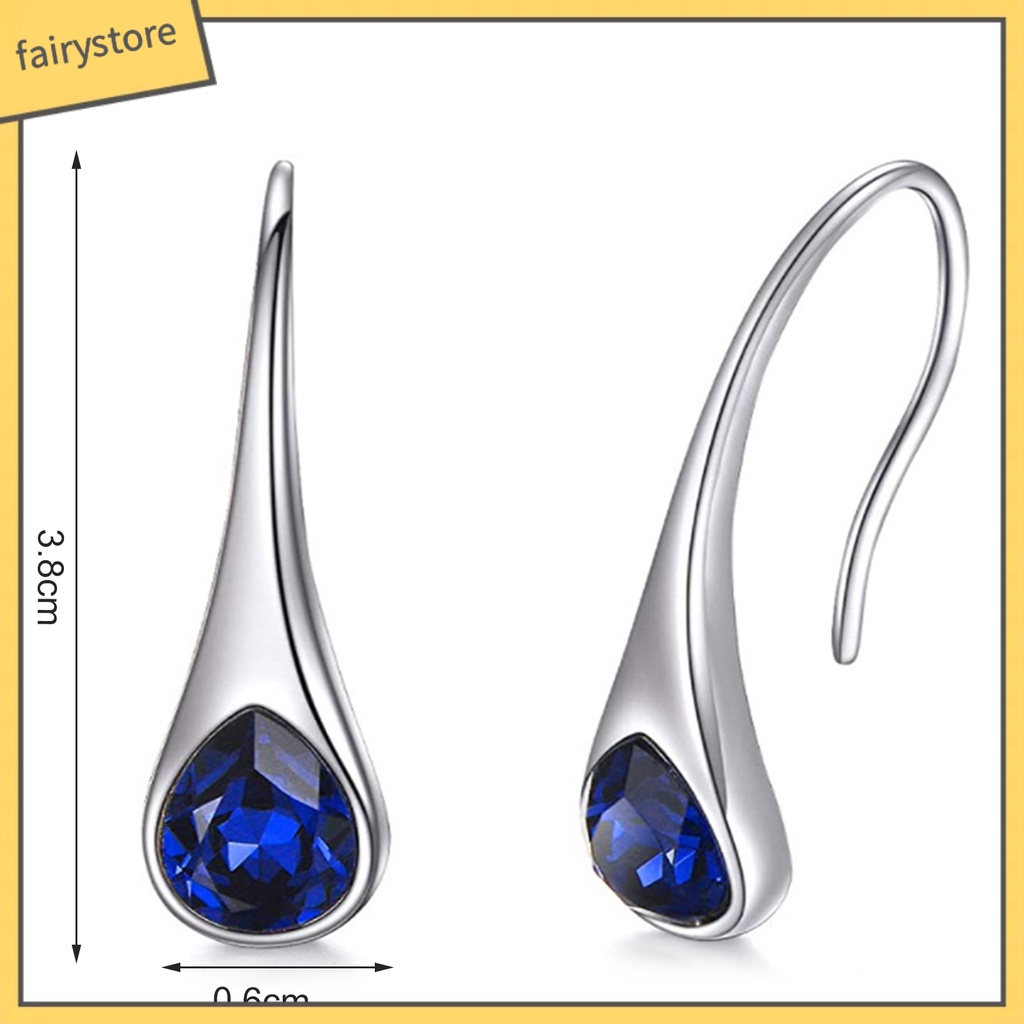 1 Đôi Bông Tai Hình Giọt Nước Đính Đá Thời Trang