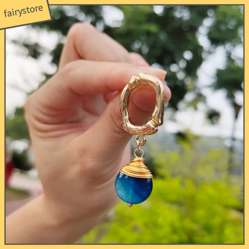 Bông Tai Hình Tròn Bằng Đá Tự Nhiên Thời Trang Cho Nữ