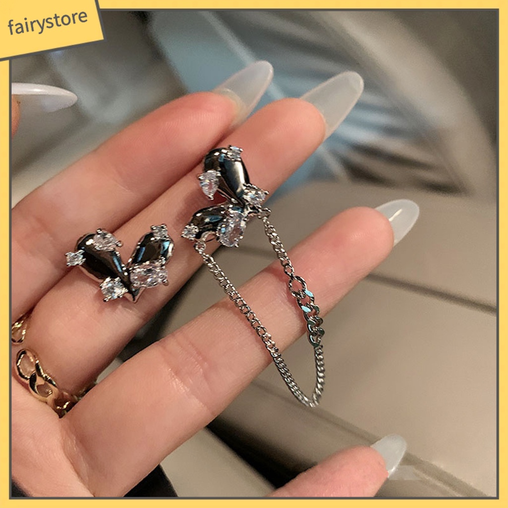 1 Đôi Khuyên Tai Hình Trái Tim Lấp Lánh Phong Cách Hàn Quốc