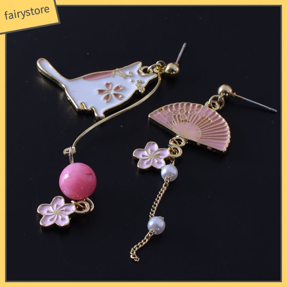 Bông Tai Mạ Bạc Hình Mèo Đính Hoa Thời Trang Cho Nữ