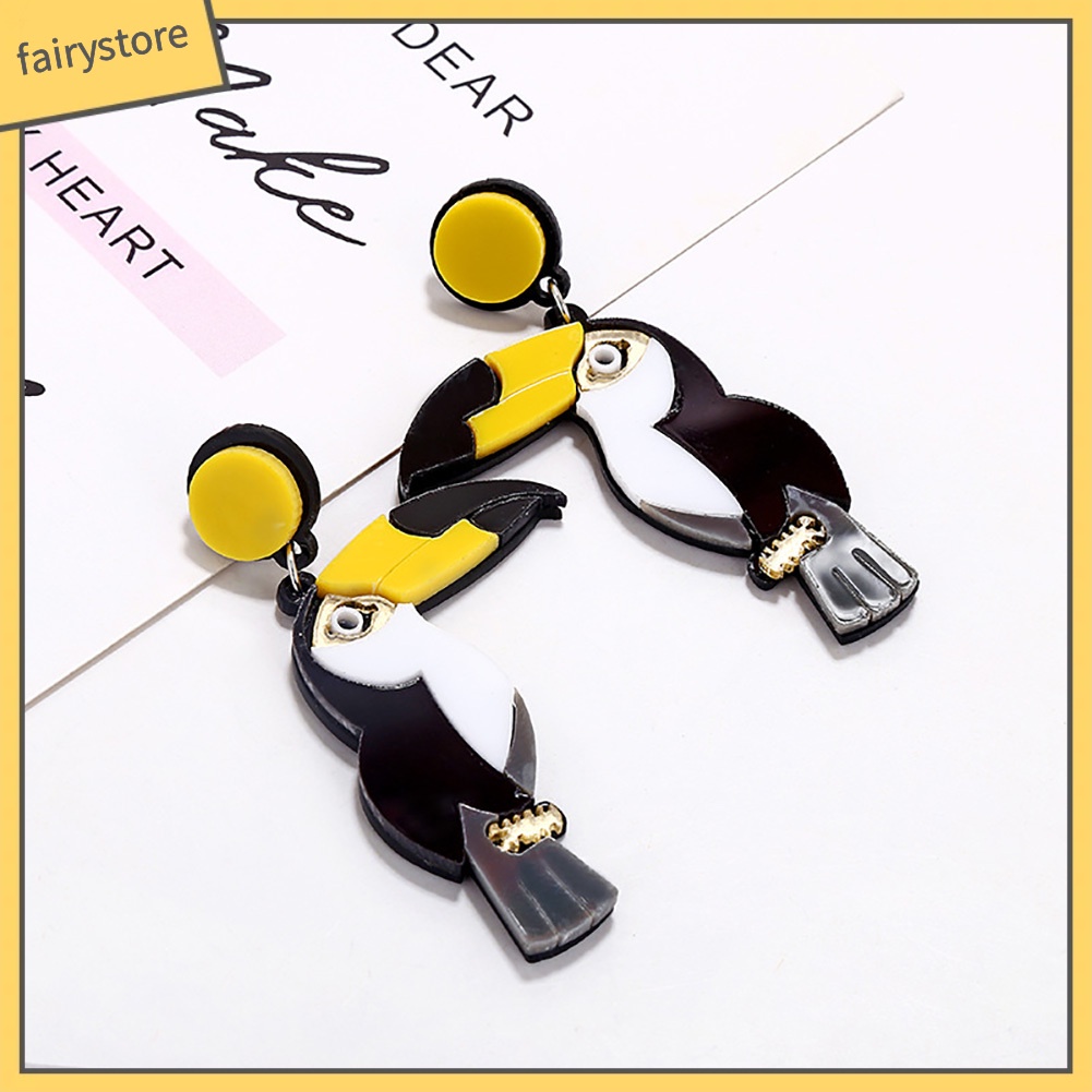 Bông Tai Dáng Dài Mặt Hình Chim Vẹt Nhiều Màu Sắc Thời Trang Cho Nữ