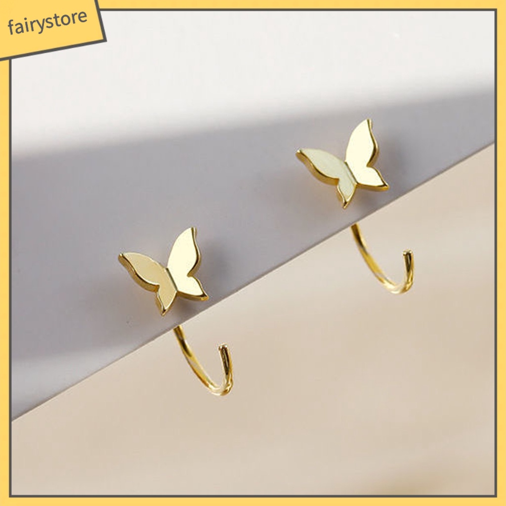 1 Đôi Bông Tai Xỏ Hình Hoa Bướm Sáng Lấp Lánh Dành Cho Nữ