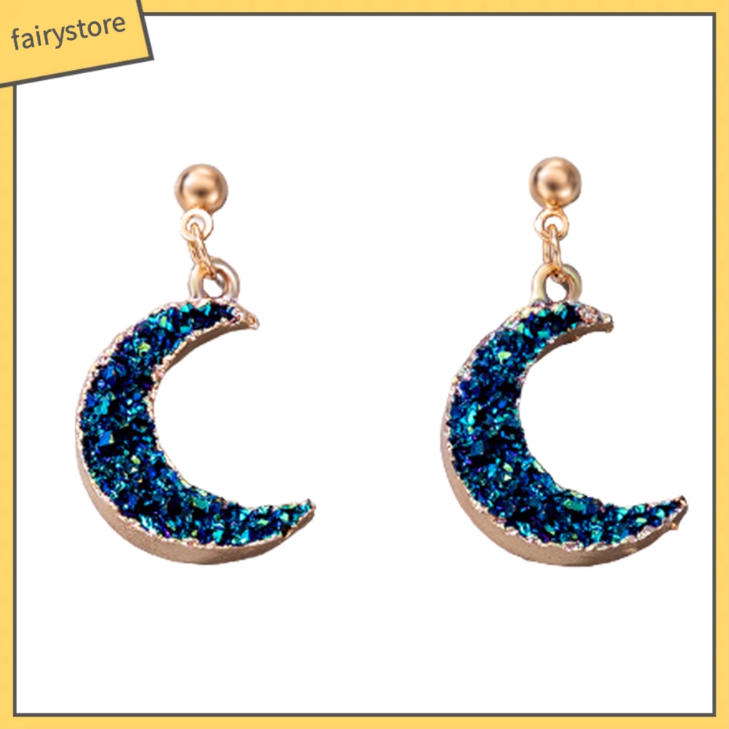 Khuyên Tai Hình Mặt Trăng Nhỏ Đính Đá Tự Nhiên Đơn Giản Cho Nữ