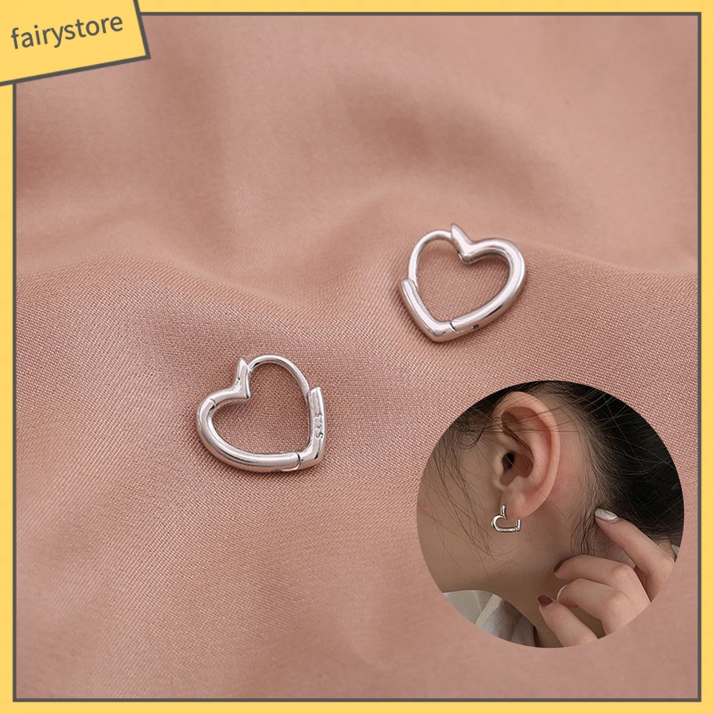 [FRO] Bông Tai Xỏ Lỗ Nhỏ Đơn Giản Màu Bạc Trang Trí Hình Trái Tim Trang Trí Tiệc Tùng