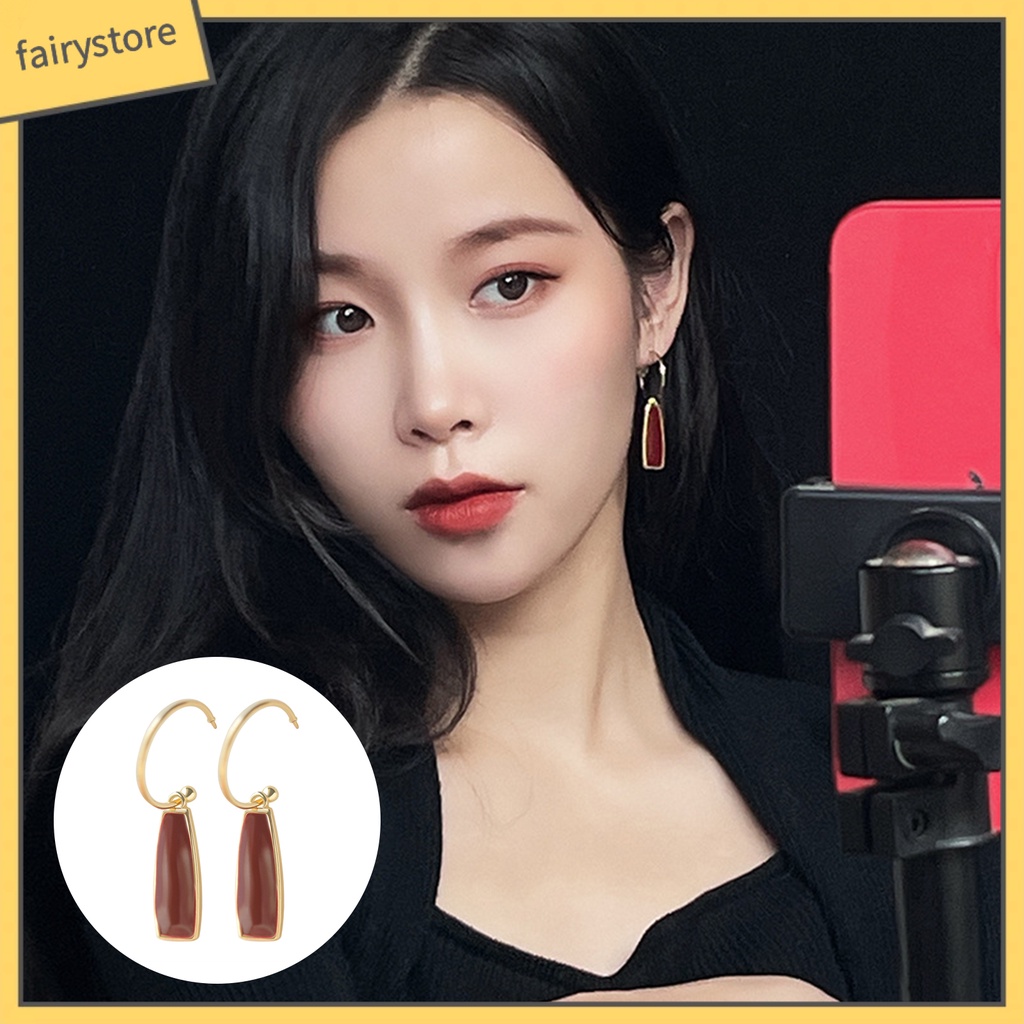 1 Đôi Bông Tai Hình Học Dáng Dài Mạ Bóng Cao Thời Trang Cho Nữ