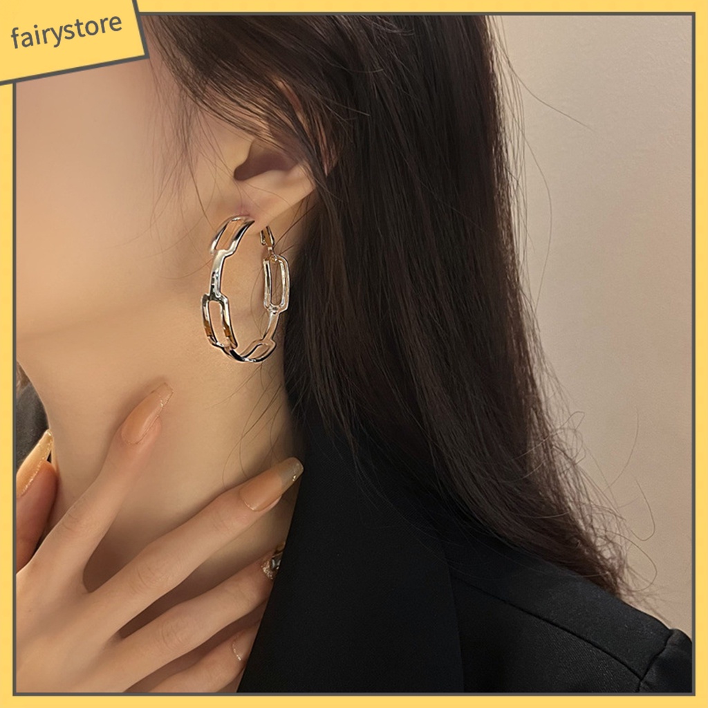 1 Đôi Bông Tai Tròn Rỗng Phong Cách Hàn Quốc