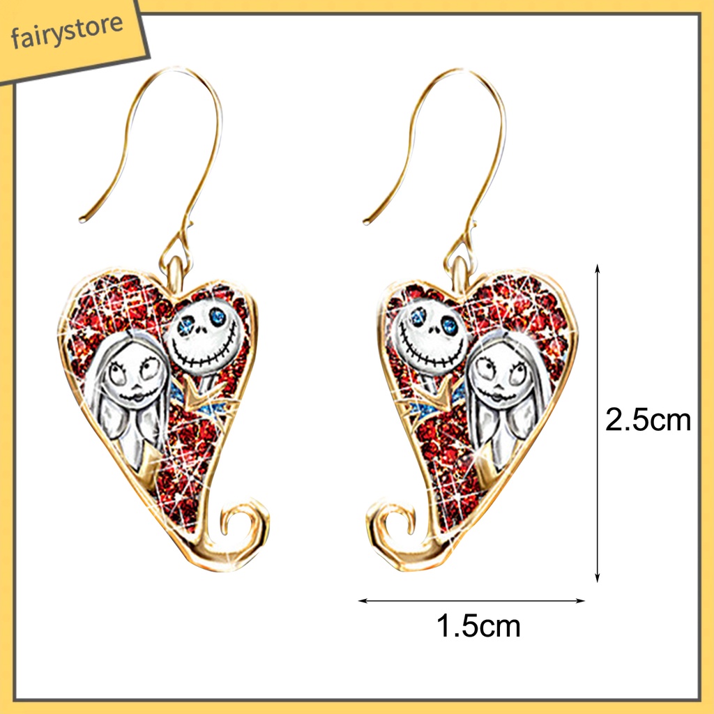1 Đôi Bông Tai Hợp Kim Hình Trái Tim Phong Cách Halloween Thời Trang
