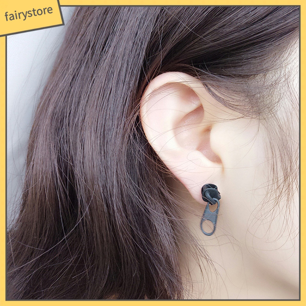 1 Đôi Bông Tai Hình Khóa Kéo Trang Trí Mắt / Khuyên Tai Thời Trang Dự Tiệc Cho Nữ