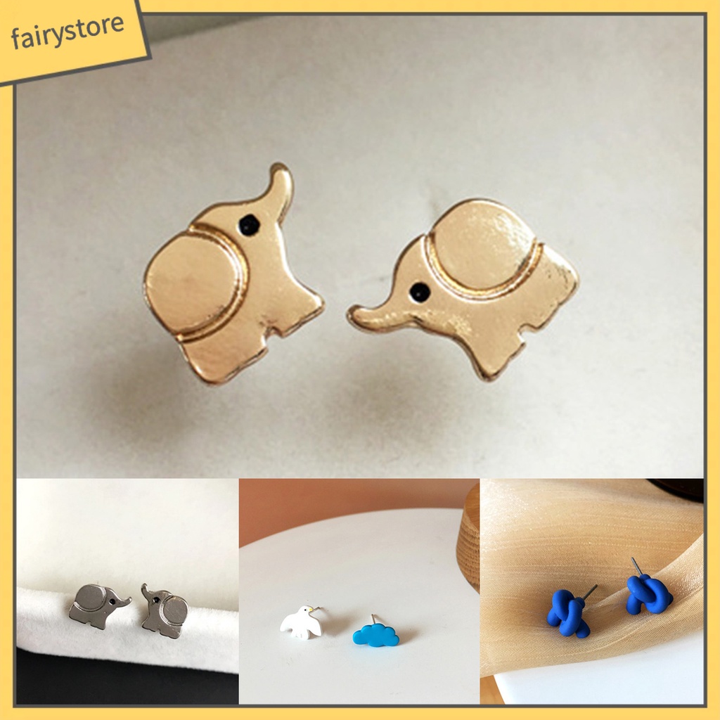 1 Đôi Bông Tai Xỏ Lỗ Hình Chú Voi Tinh Tế Dành Cho Nữ