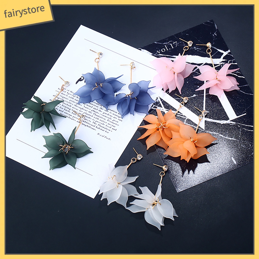 1 Đôi Bông Tai Dáng Dài Hình Cánh Hoa Bằng Hợp Kim Cho Nữ