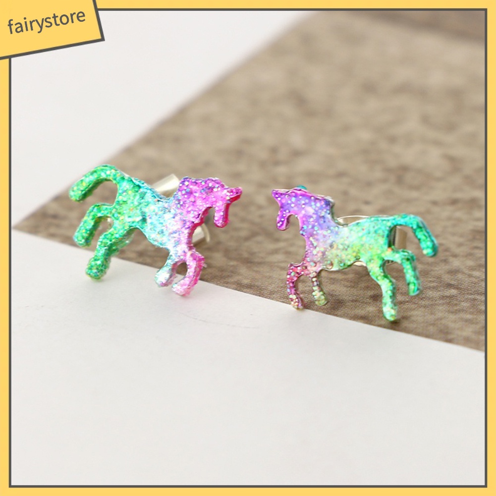 Bông Tai Hình Kỳ Lân Nhiều Màu Lấp Lánh Quyến Rũ Cho Nữ