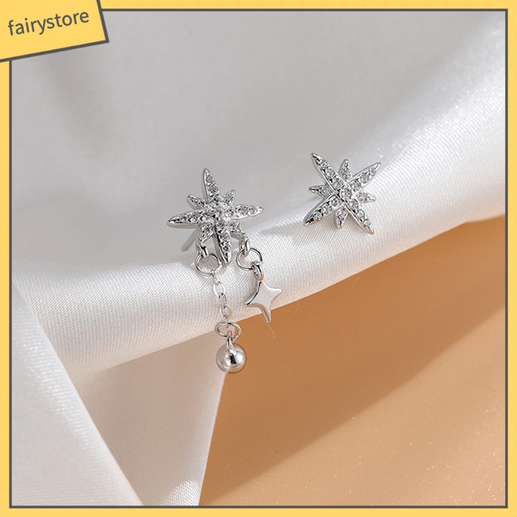 1 Bông Tai Hình Ngôi Sao / Bóng Tròn Đính Đá Phong Cách Hàn Quốc Dành Cho Nữ