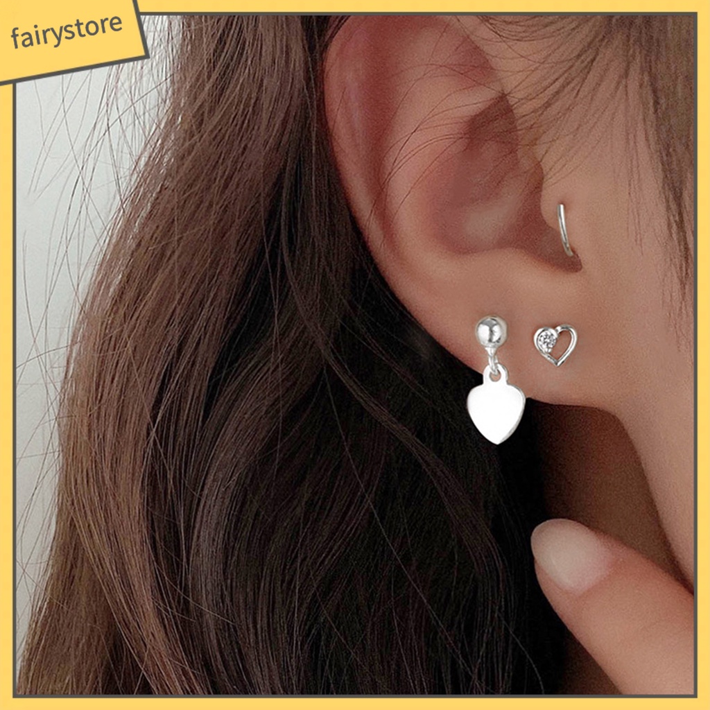 [FRO] 1 Đôi Bông Tai Xỏ Hình Trái Tim Dễ Thương Bằng Da Không Gây Oxy Hóa Trang Sức Hàng Ngày Tinh Tế