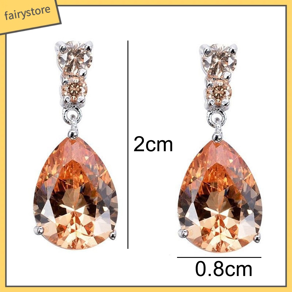 Đôi Bông Tai Hình Giọt Nước Đính Đá Thời Trang Cho Nữ