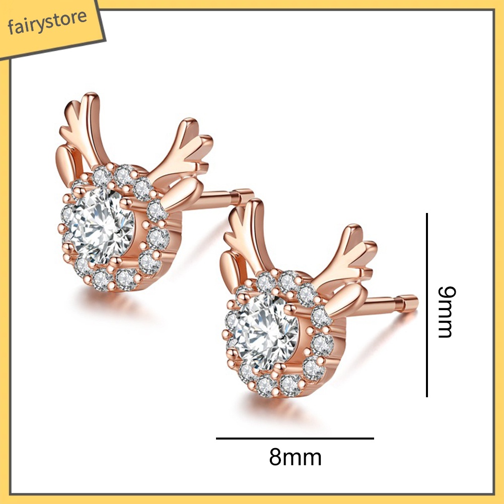 Bông Tai Hình Nai Đính Đá Lấp Lánh Dễ Thương Dành Cho Nữ