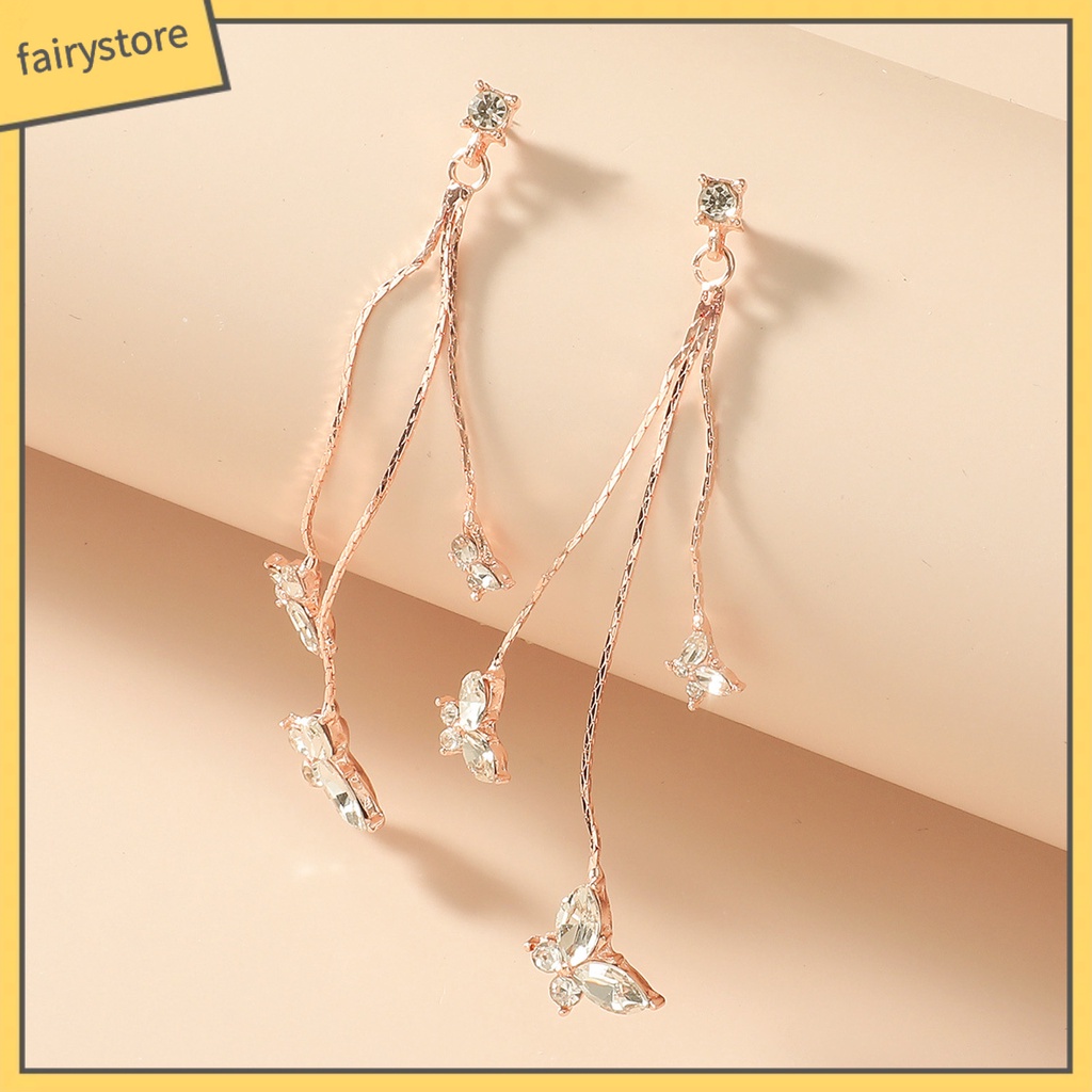 1 Đôi Bông Tai Hình Bướm Đính Đá Lấp Lánh Dành Cho Nữ