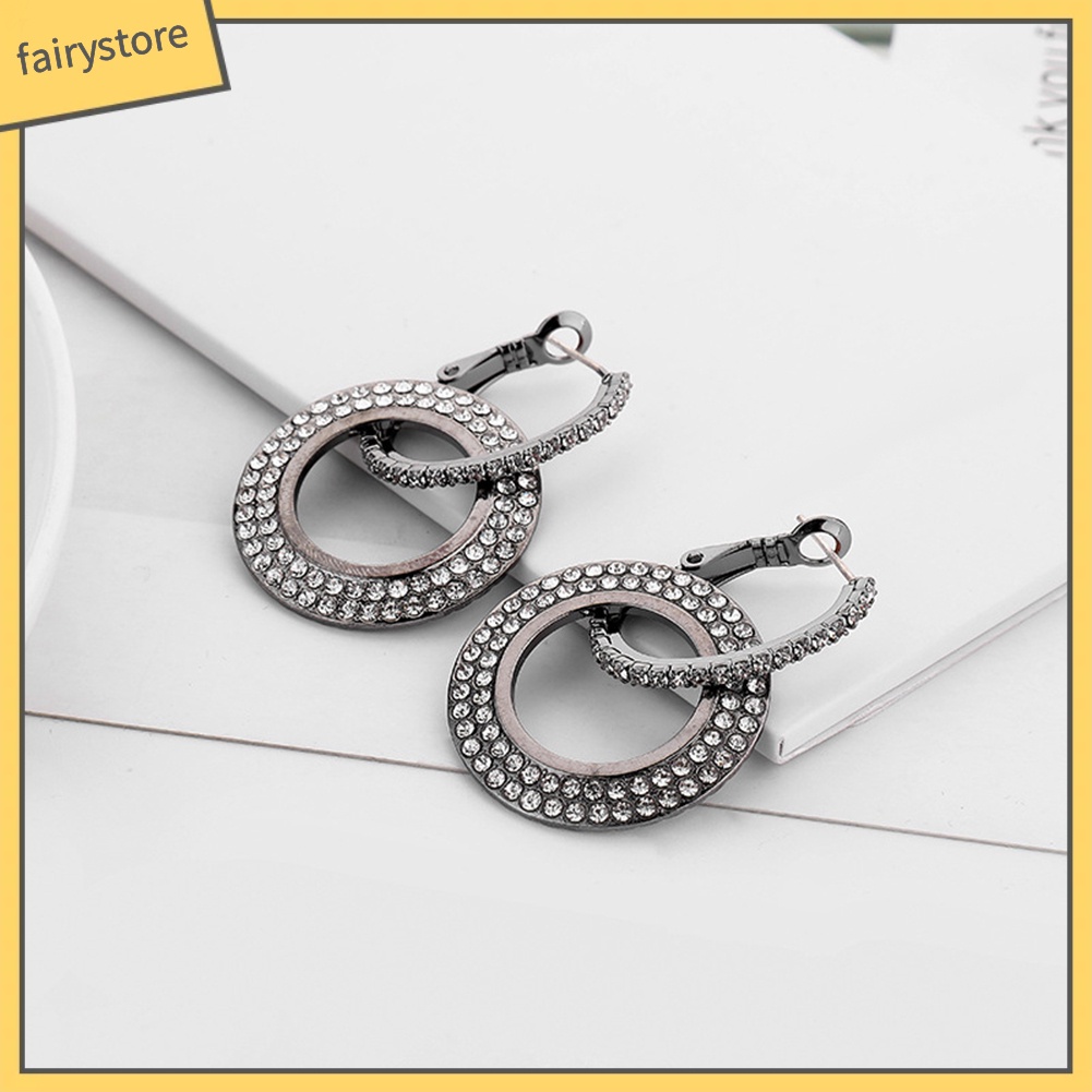 Đôi Bông Tai Khoen Tròn Đính Đá Thời Trang Cho Nữ