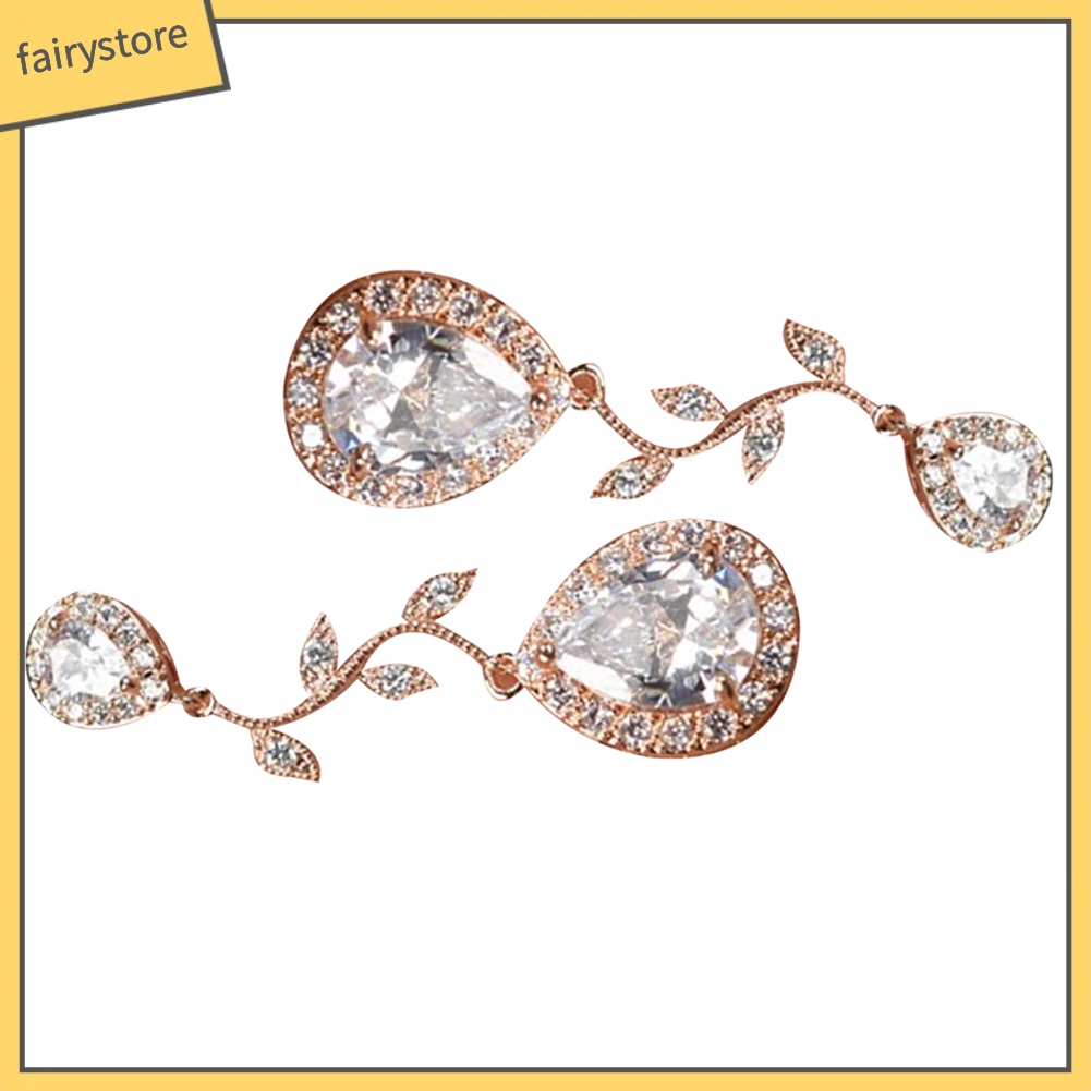 Bông Tai Hình Giọt Nước Đính Đá Zircon Thời Trang Dành Cho Nữ