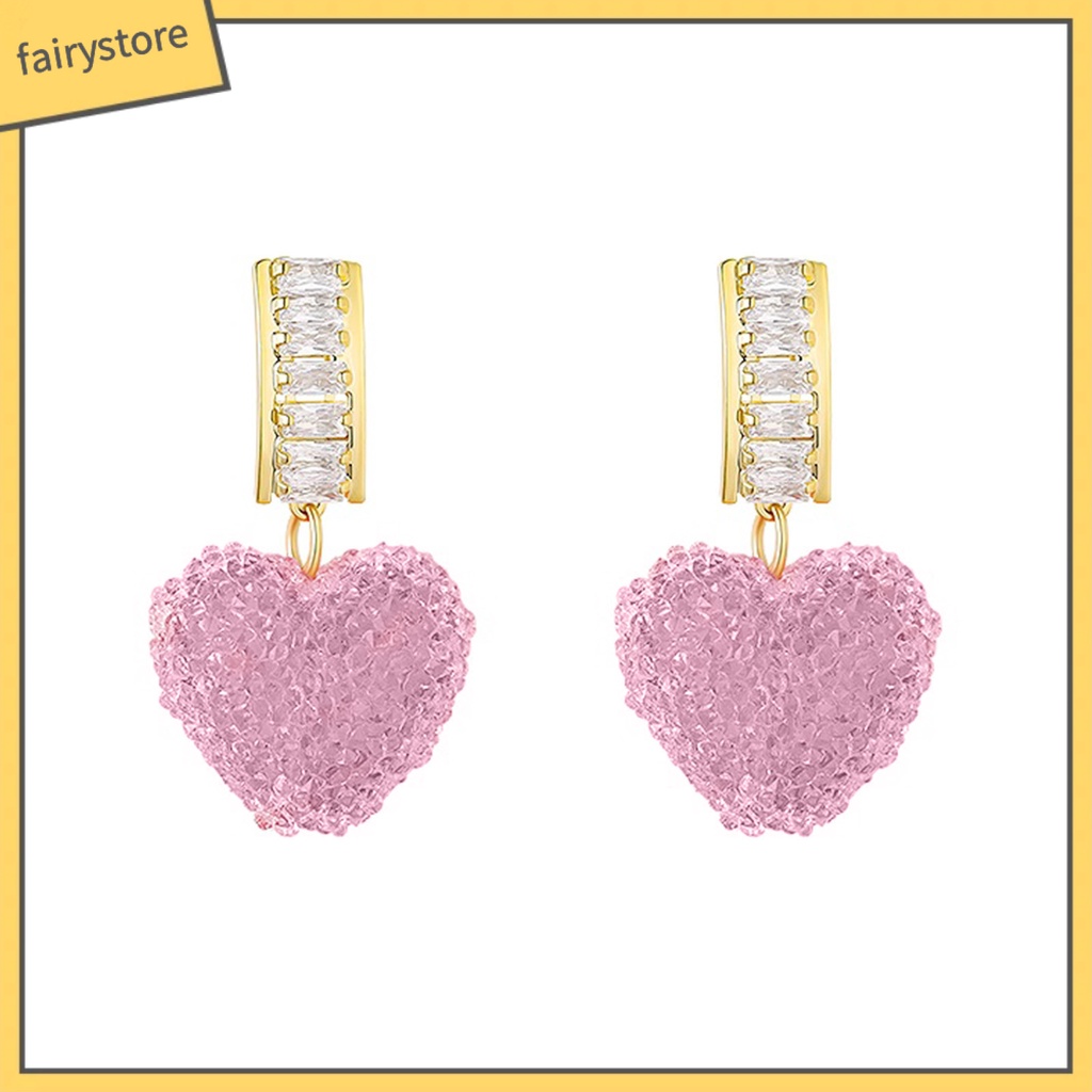 1 Đôi Bông Tai Hình Học Đính Đá Zirconia Màu Hồng Chống Rơi Vỡ Thích Hợp Làm Quà Sinh Nhật Cho Bạn Gái
