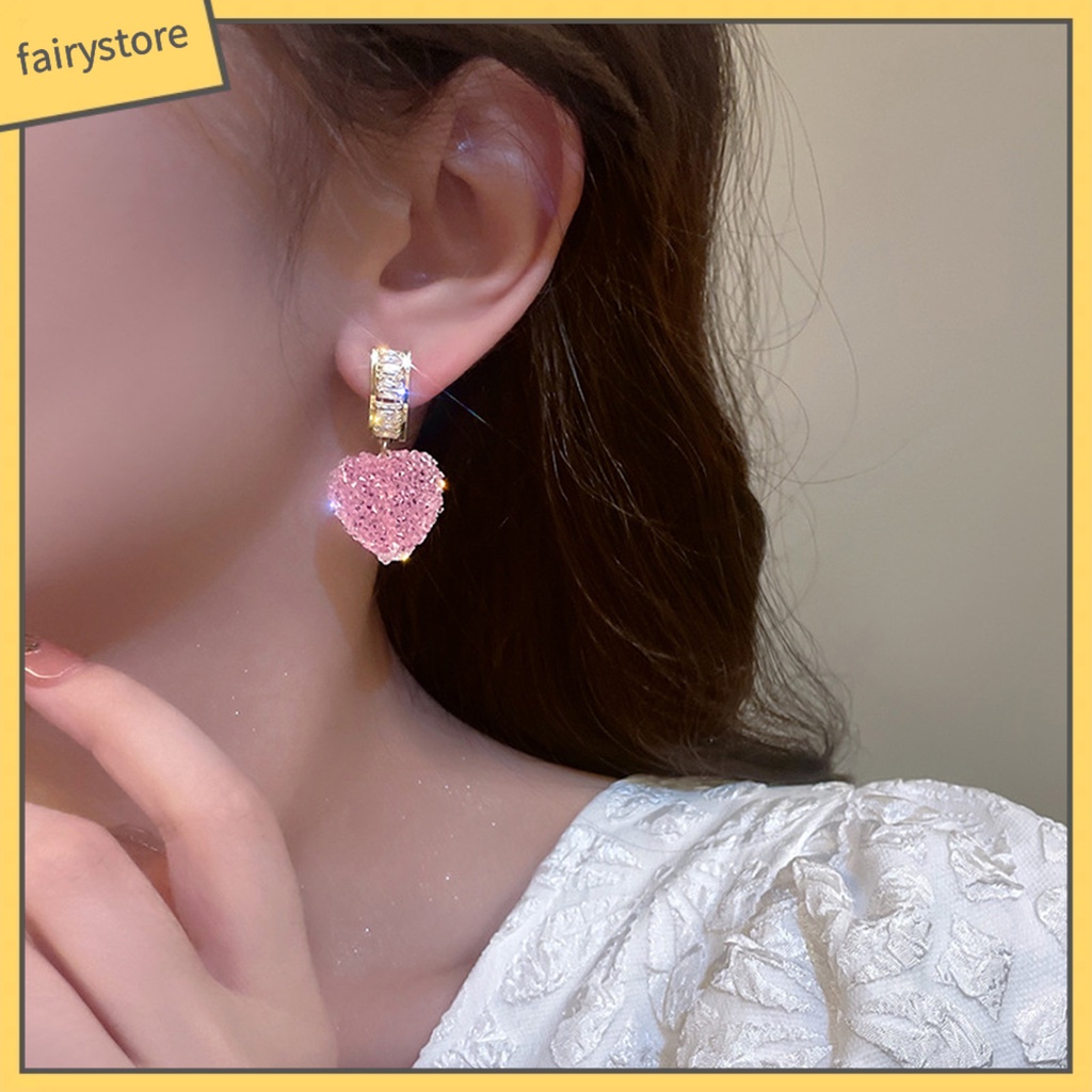 1 Đôi Bông Tai Hình Học Đính Đá Zirconia Màu Hồng Chống Rơi Vỡ Thích Hợp Làm Quà Sinh Nhật Cho Bạn Gái