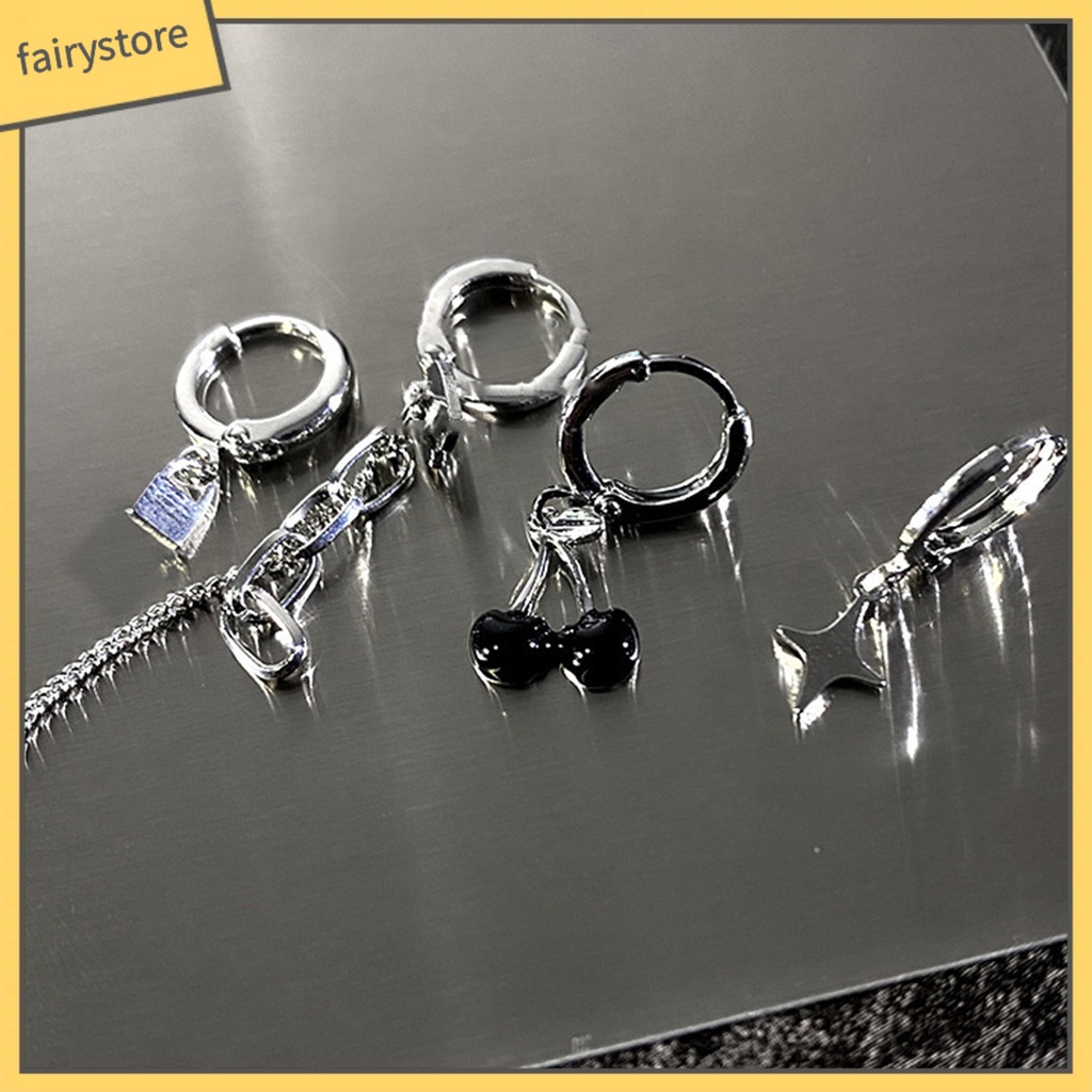 1 Set Bông Tai Hợp Kim Hình Trái Tim Phong Cách Gothic Ngọt Ngào Cho Nữ