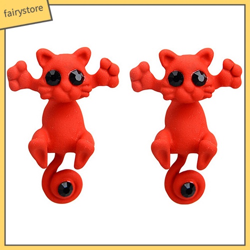 Bông Tai Hình Mèo Hoạt Hình Phong Cách Punk Dễ Thương Cho Nữ