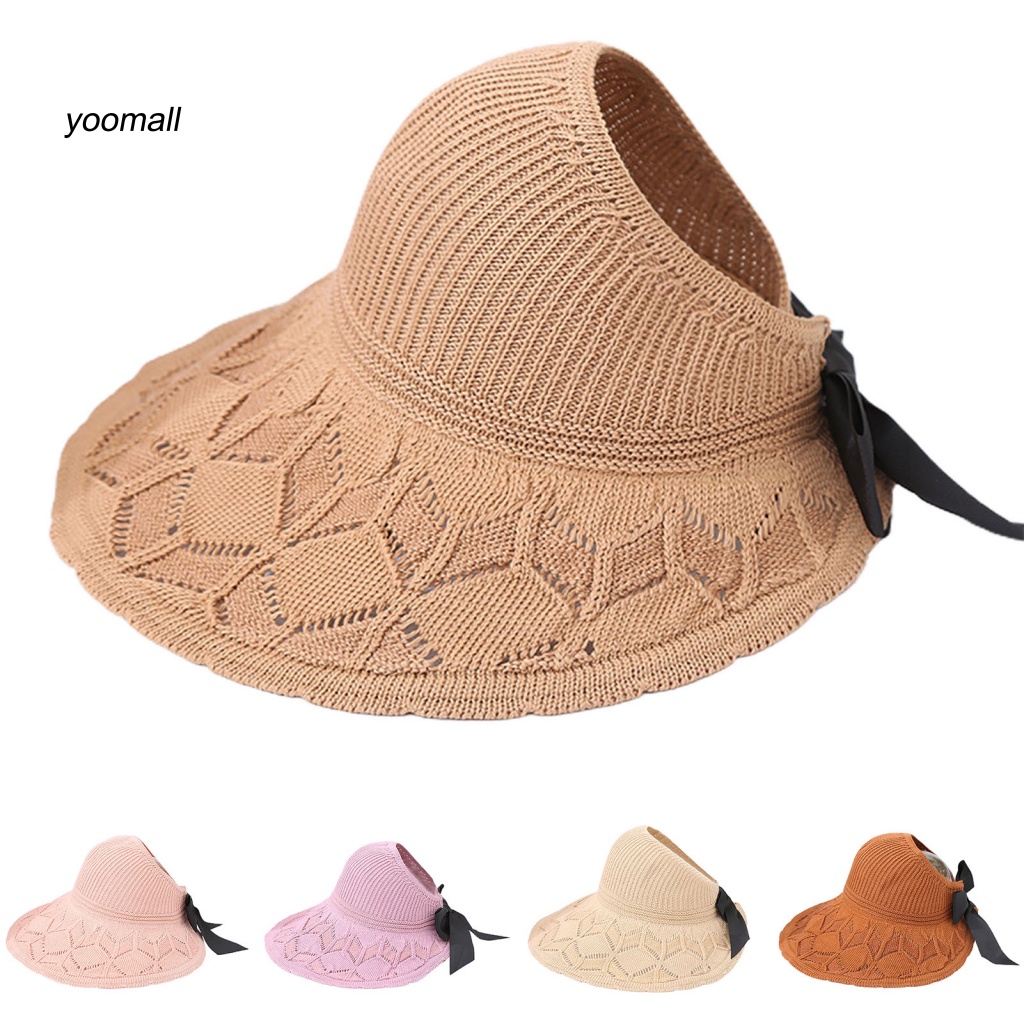 Mũ Rộng Vành Chống Nắng Phối Ruy Băng Thời Trang Đi Biển Cho Nữ
