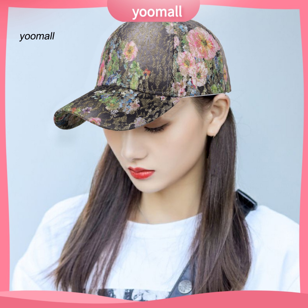 Mũ Lưỡi Trai Có Thể Điều Chỉnh Chống Gió / Tia UV Vành Rộng In Họa Tiết Hoa Thời Trang Đường Phố Cho Nữ