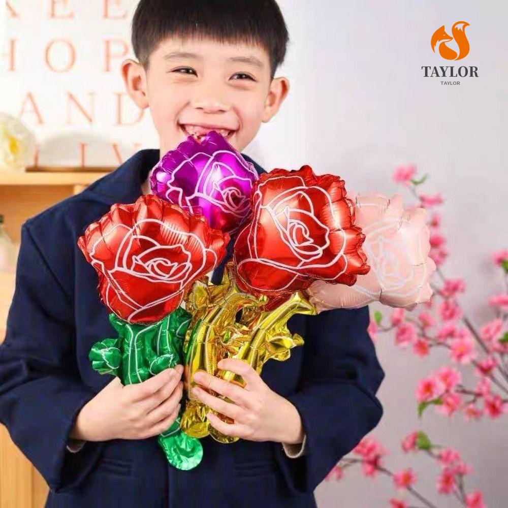 Set 4 Bong Bóng Lá Nhôm Bơm Hơi Họa Tiết Hoa Hồng Dùng Trang Trí Tiệc Cưới / Nhà Tắm TAYLOR1