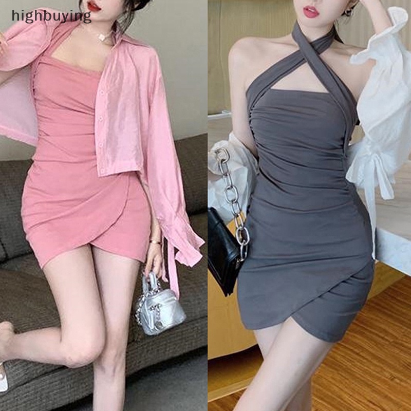 Đầm Hai Dây Dáng Ôm Đính Nơ Thời Trang Hàn Quốc Cho Nữ