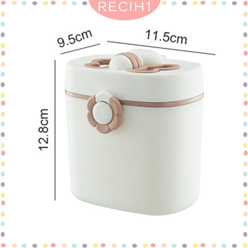 [Recih] Hộp Đựng Thức Ăn / Sữa Bột Em Bé Có Nắp Đậy Kín Và Tay Cầm Có Thể Gập Lại Chống Rò Rỉ Dùng Khi Đi Cắm Trại