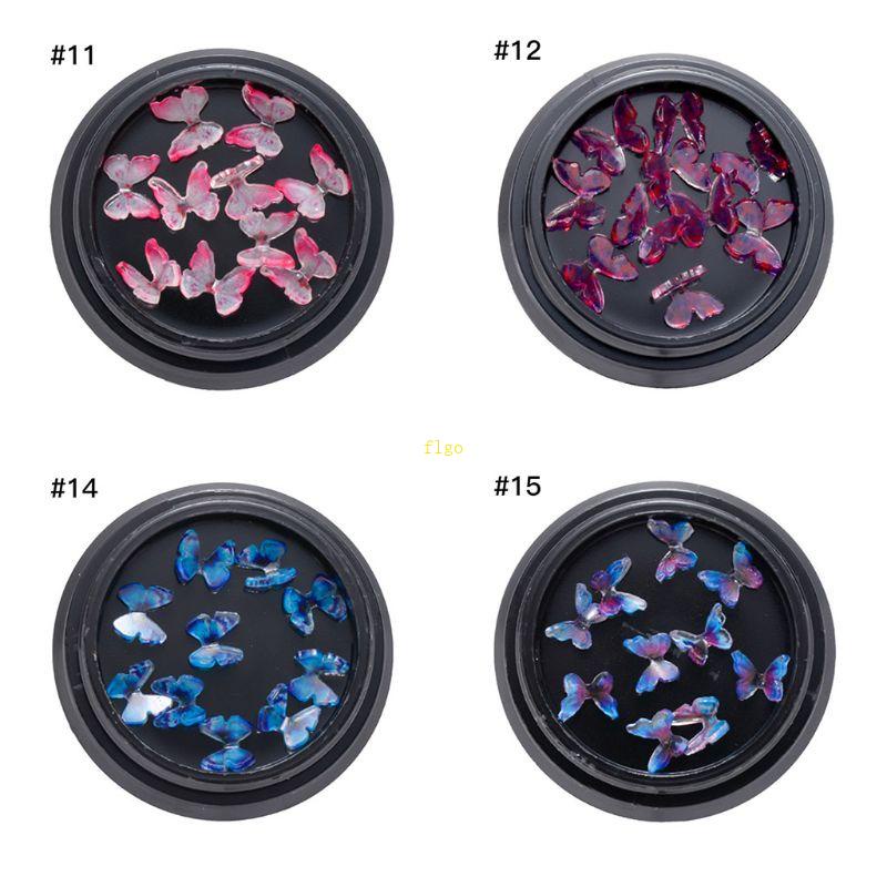 Set 10 Tấm Sticker Dán Móng Họa Tiết Bướm Nhiều Màu Sắc