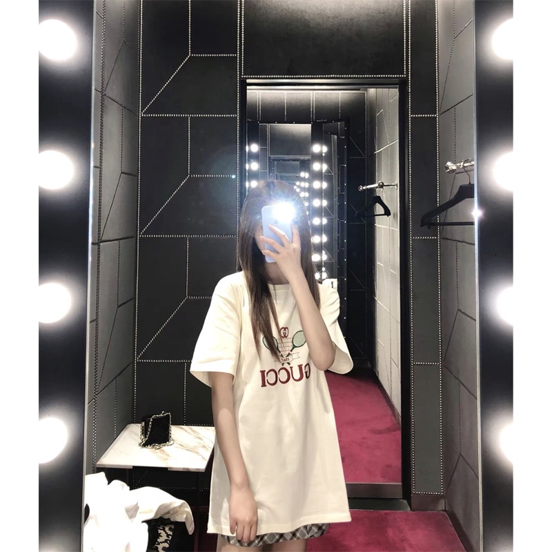 G &amp; CI Áo Thun Ngắn Tay Thêu Họa Tiết Cầu Lông Cổ Điển Thời Trang