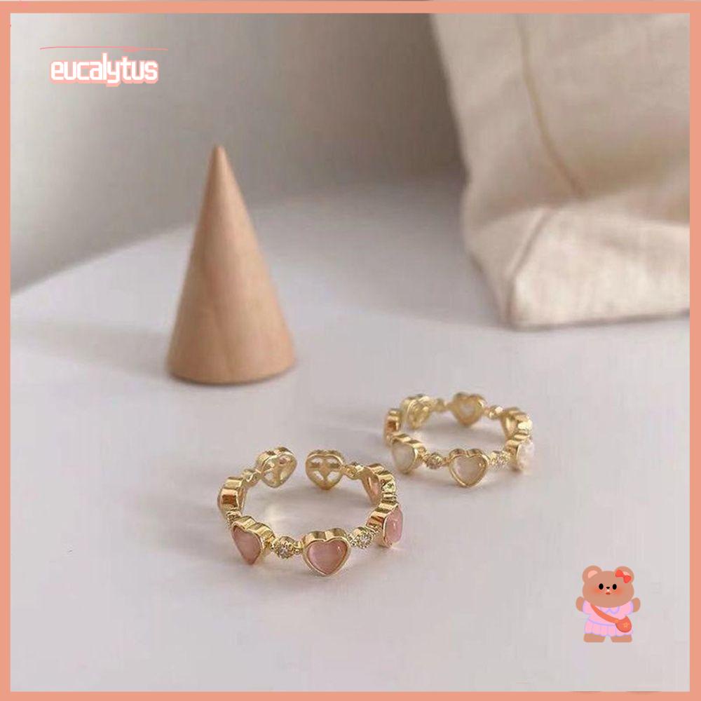 Nhẫn Hở Mặt Trái Tim Đính Đá Opal Thời Trang