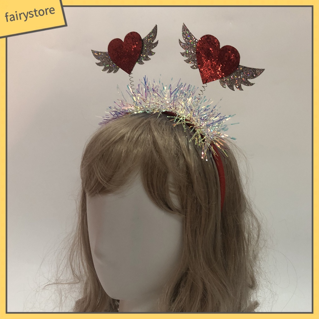 [FRO] Băng Đô Đính Kim Sa Hình Trái Tim Màu Tương Phản Đàn Hồi Chống Trượt Làm Quà Tặng Ngày Valentines