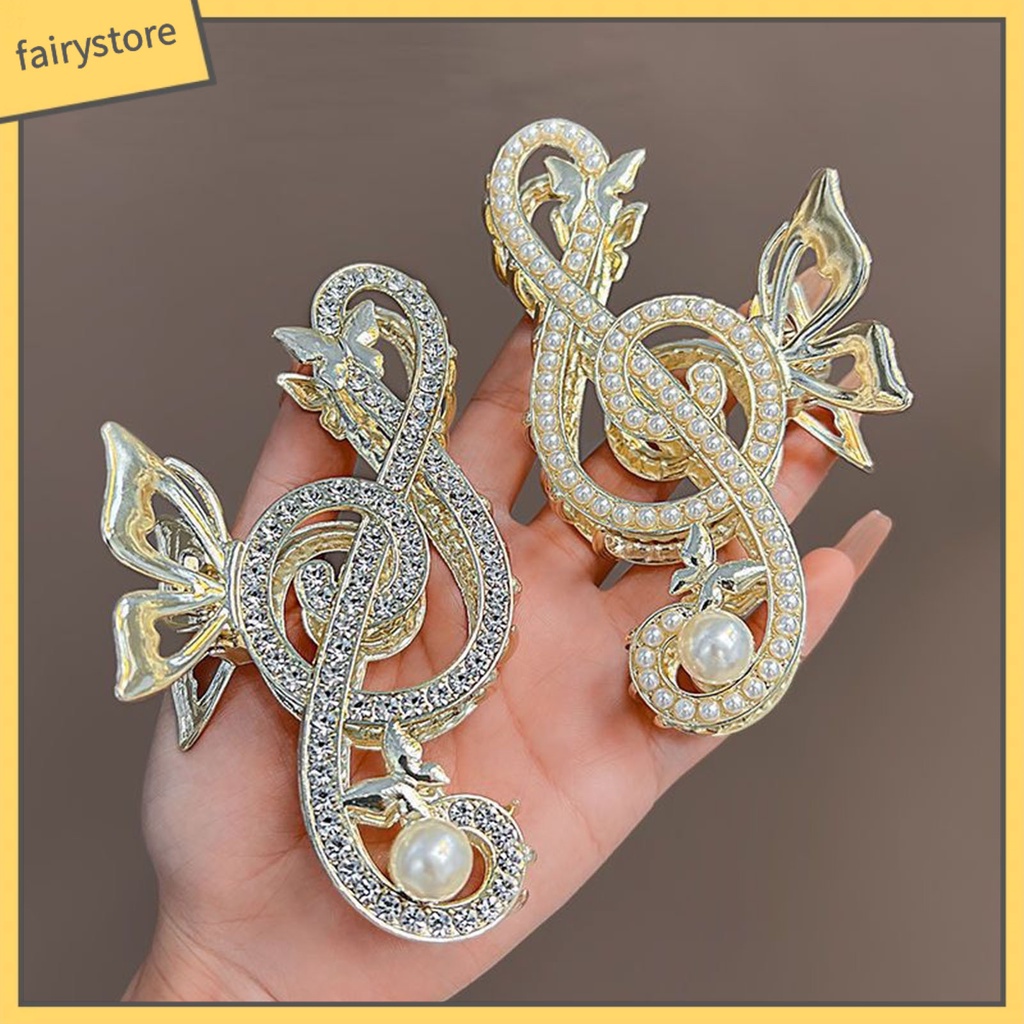 Kẹp Tóc Càng Cua Đính Đá Ngọc Trai Giả Hình Vảy Cá / Bướm Chống Trượt Trang Trí Tóc Đuôi Ngựa