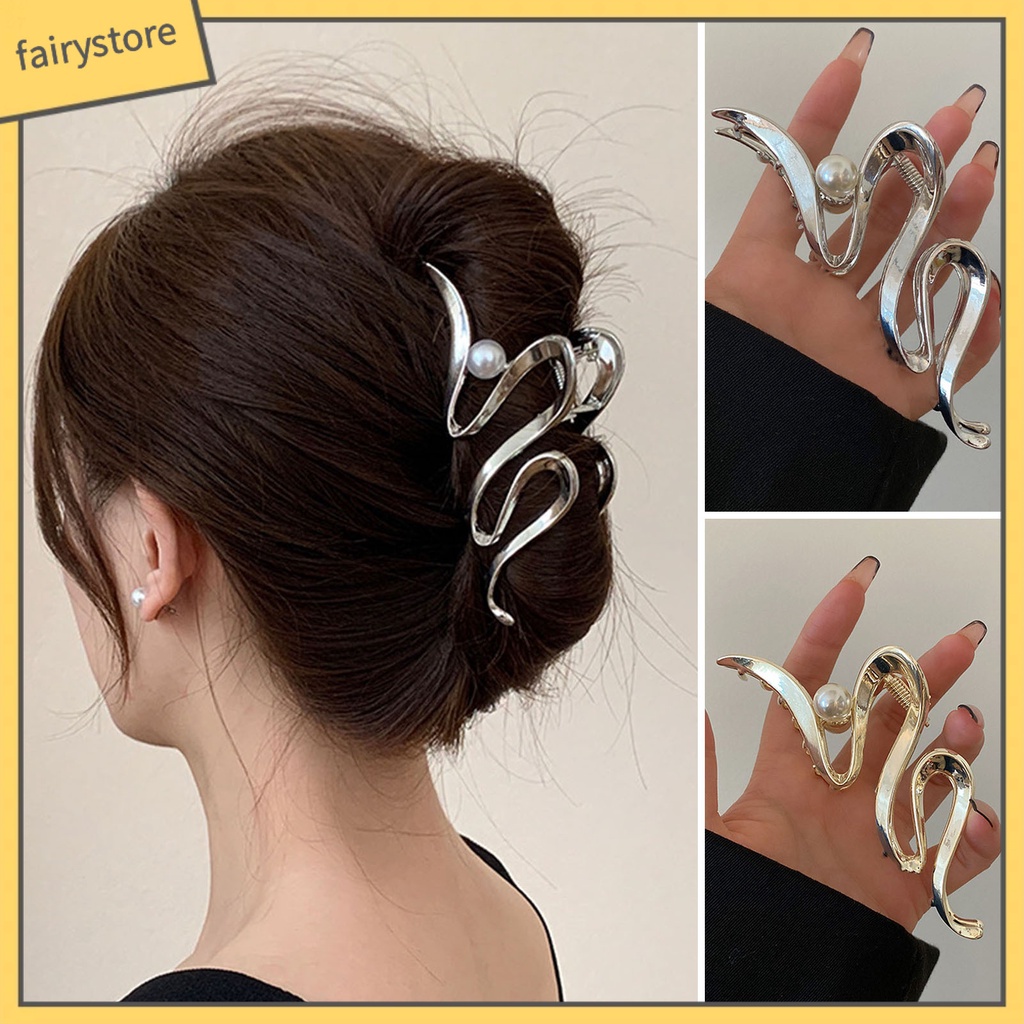 [FRO] Kẹp Tóc Càng Cua Đính Ngọc Trai Giả Màu Trơn Trang Trí Tóc Trơn Mượt Phong Cách Bland Cao Cấp Cho Nữ
