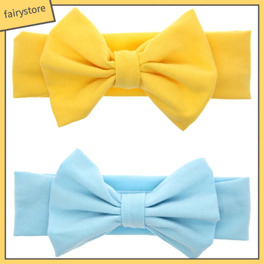 Băng Đô Nơ Màu Trơn Co Giãn Tốt Dễ Thương Dành Cho Bé Gái