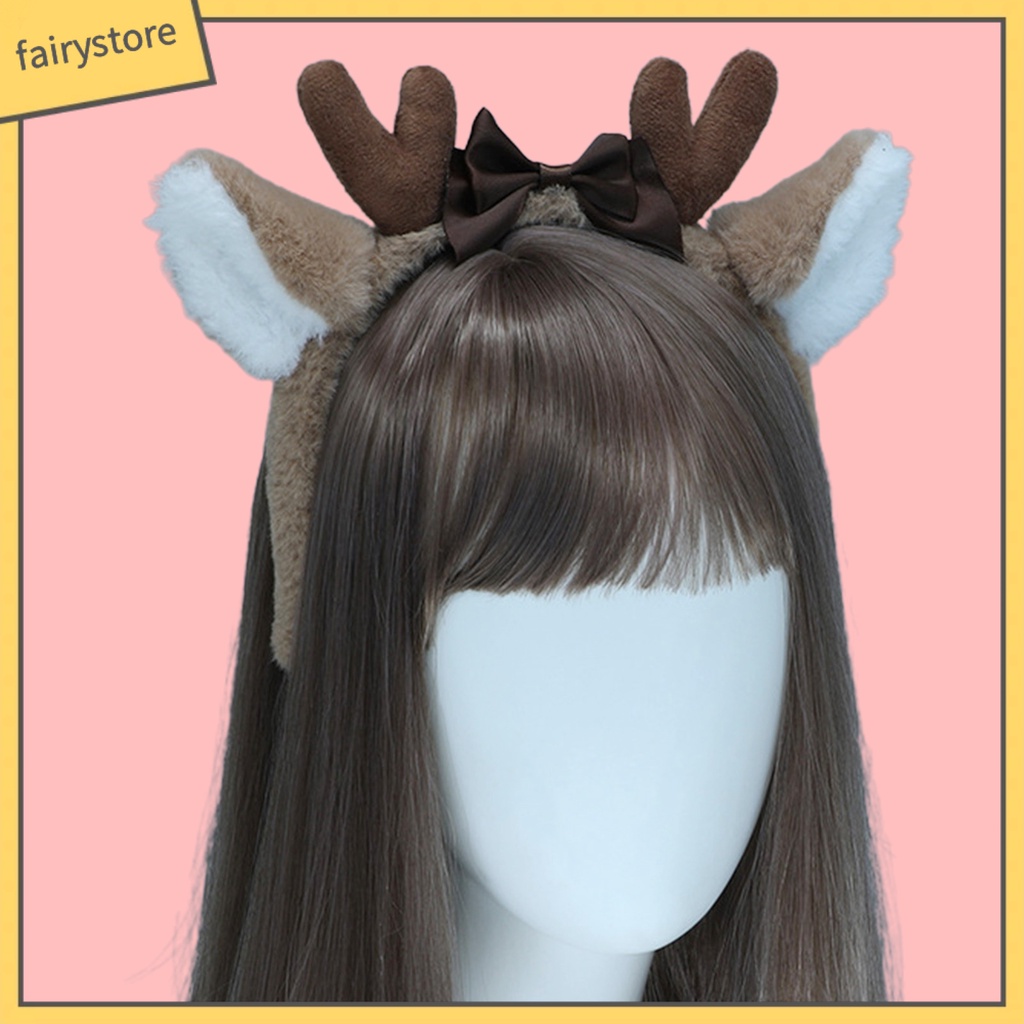 [FRO] Băng Đô Cài Tóc Tai Hươu Bông Ruy Băng Tích Hợp Giá Đỡ Hình Tai Động Vật Hóa Trang Tiệc Halloween / Giá
