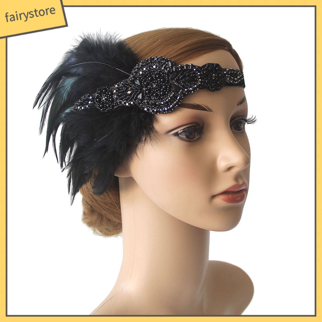 [FRO] Cài Tóc Đính Đá Ngọc Trai Giả Phối Lông Vũ Tua Rua Phong Cách Vintage Cho Cô Dâu