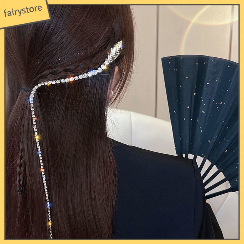 Chuỗi Dây Đeo Đầu Trang Trí Tóc Dạng Tua Rua Dài Lấp Lánh