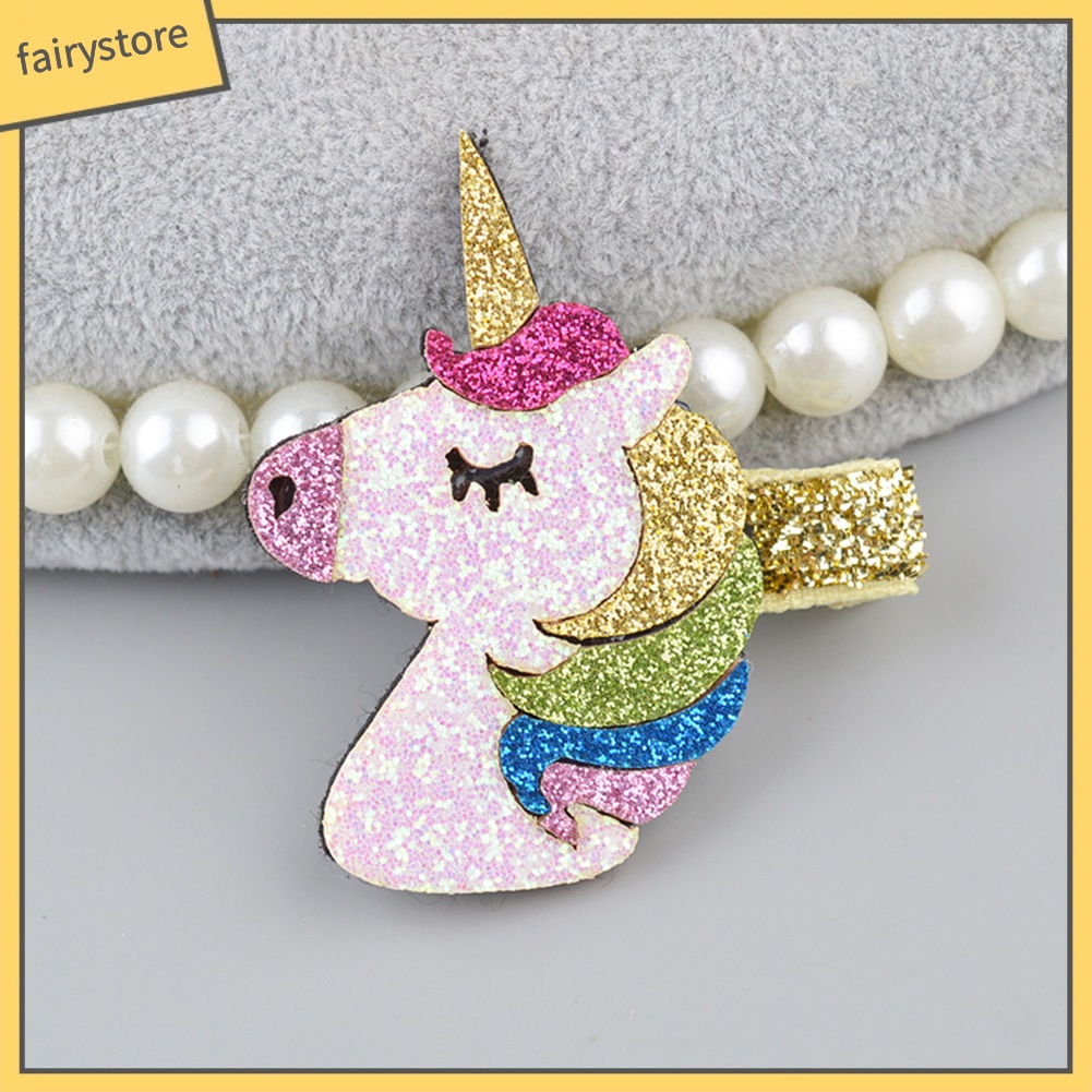 Kẹp Tóc Hình Kỳ Lân Màu Cầu Vồng Lấp Lánh Thời Trang Cho Bé Gái