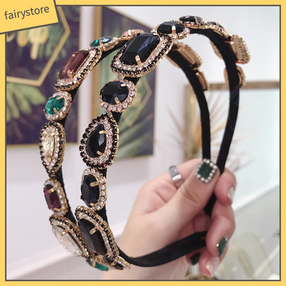 Băng Đô Cài Tóc Đính Đá Lấp Lánh Chống Trượt Cho Nữ