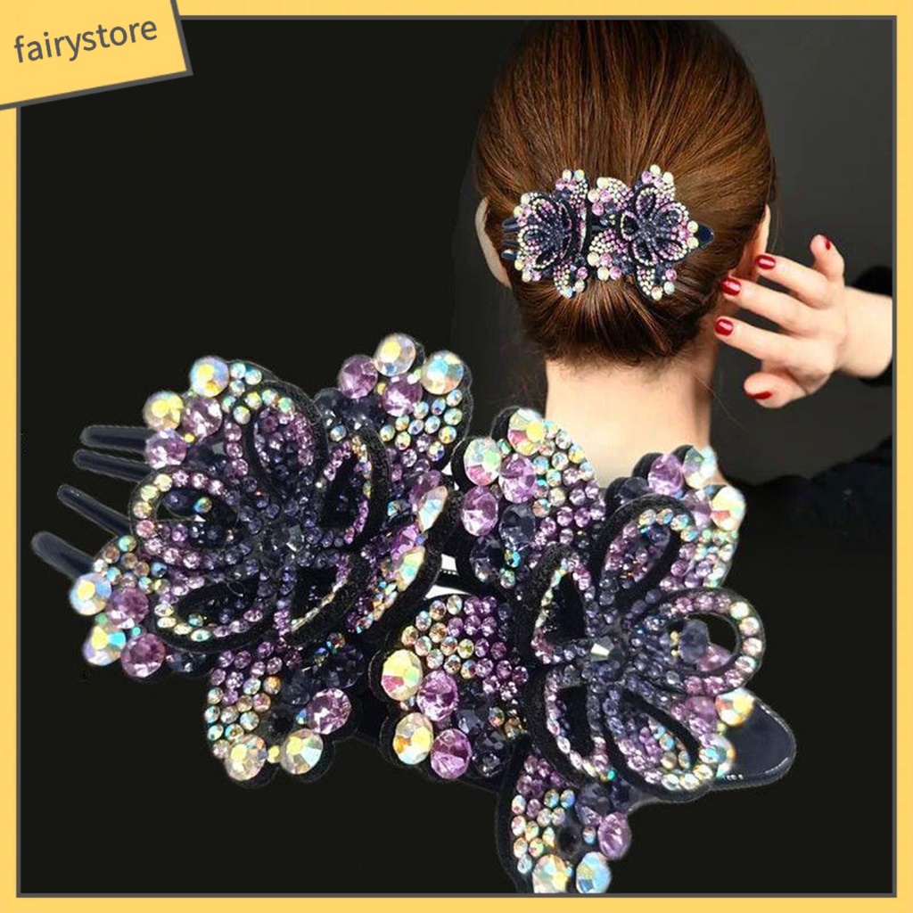 Kẹp Tóc Đính Đá Phong Cách Vintage Thanh Lịch Cho Nữ