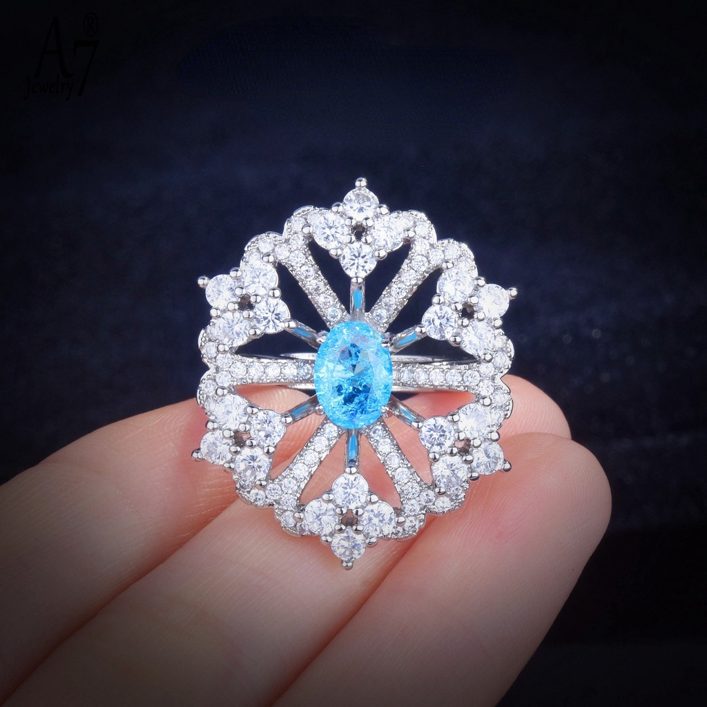 A7| Nhẫn Hình Hoa Tuyết Đính Kim Cương Giả Sang Trọng M3435