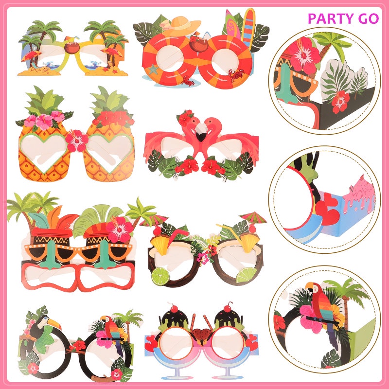 Set 24 Mắt Kính Bằng Giấy 15.5X13X12CM Phong Cách Hawaii Độc Đáo