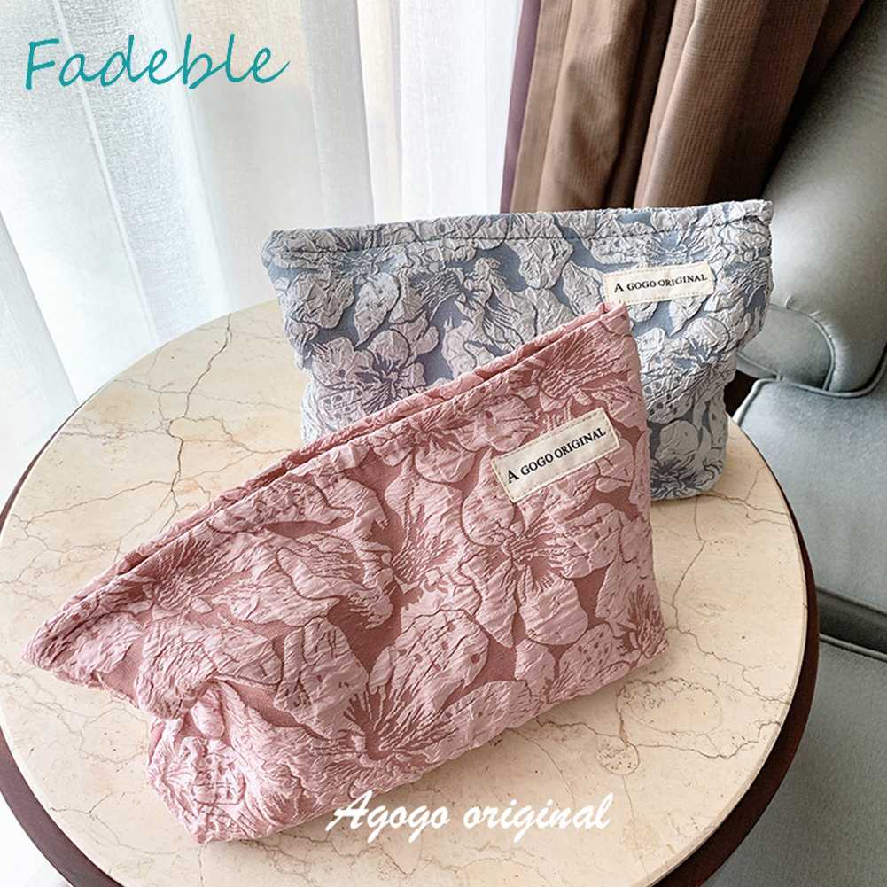 Túi Đựng Mỹ Phẩm Catton Sức Chứa Lớn Họa Tiết Hoa Dành Cho Nữ