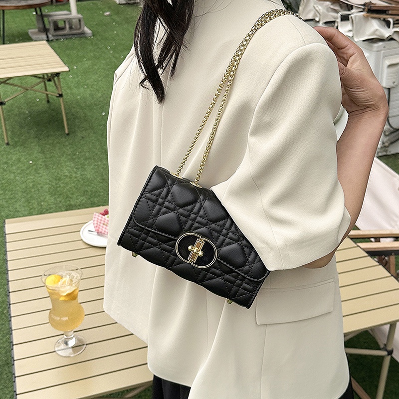 Ielgy Túi Đeo Vai Dây Xích Họa Tiết Quả Dứa Hình Thoi Ghép Màu Tinh Khiết Cá Tính Dành Cho Nữ